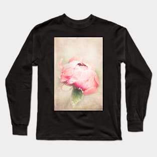 Textured photo of a pink peony Long Sleeve T-Shirt